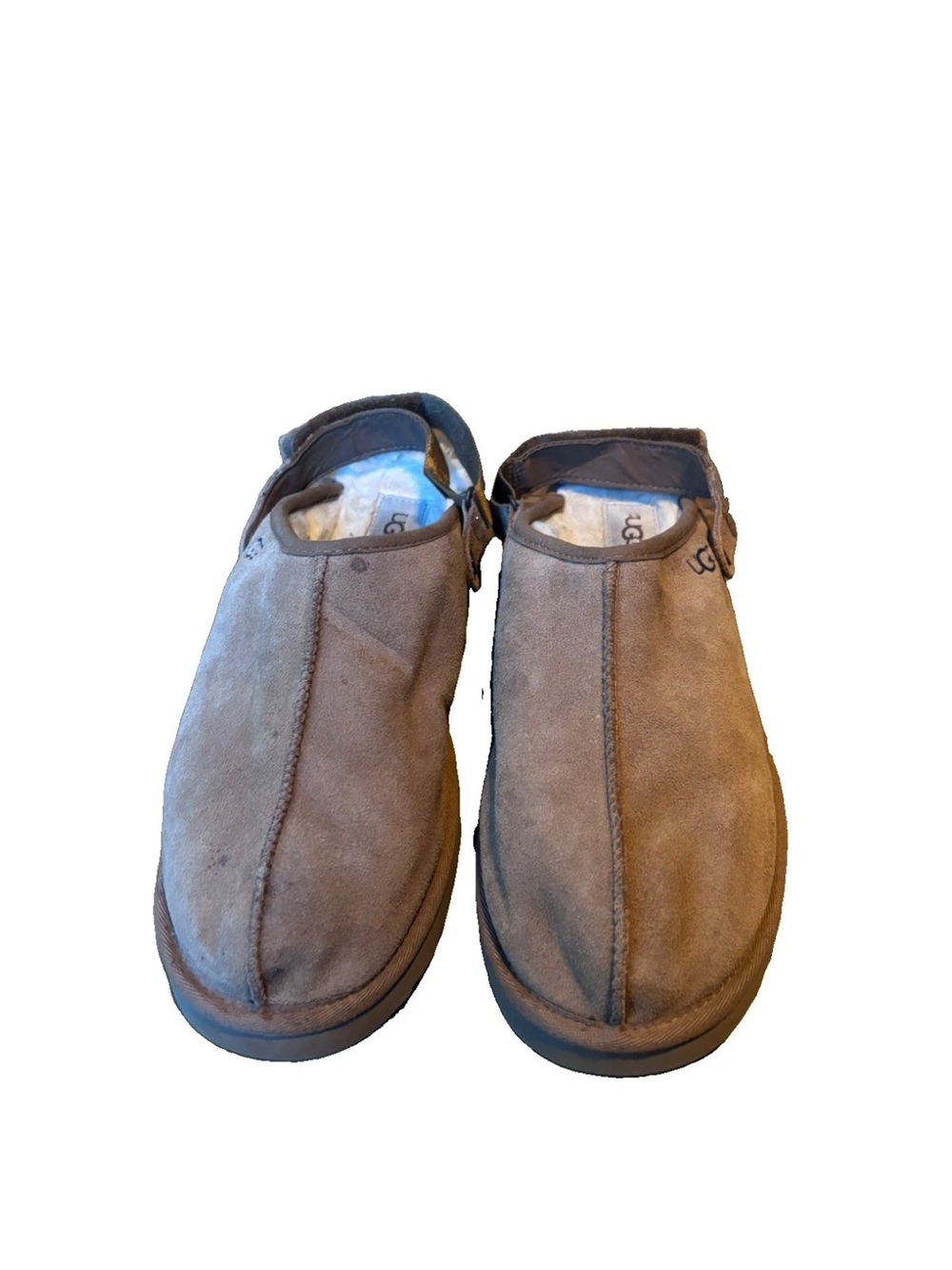 UGG Chestnut Suede Shearling-Trim Slip-On Clogs - Picture 4 of 6
